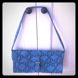 Bebe blue snakeskin purse